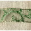 Organza szalag, v. zöld inda mintás 3,8cm